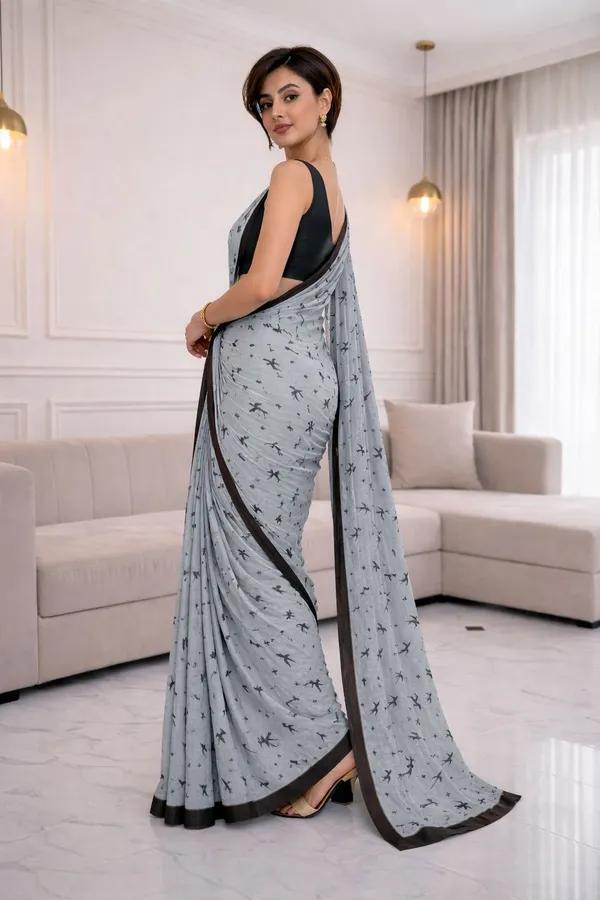 Leelavati_Printed_Floral_Print_Geometric_Print_Blocked_Printed_Ikkat_Pure_Cotton_Saree_Grey