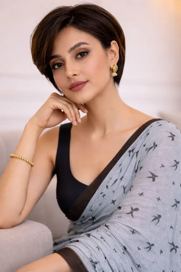 Leelavati_Printed_Floral_Print_Geometric_Print_Blocked_Printed_Ikkat_Pure_Cotton_Saree_Grey