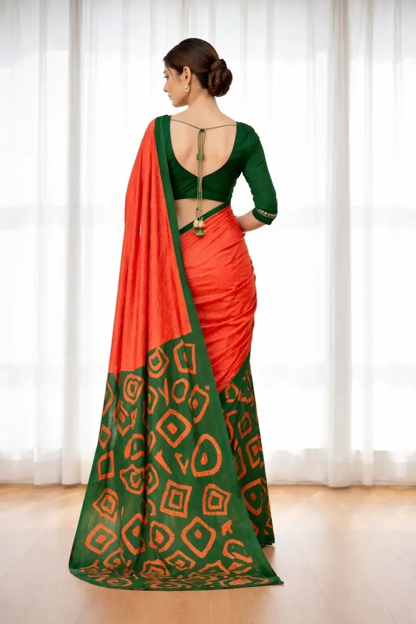 Leelavati_Printed_Ikkat_Pure_Cotton_Saree_Orange
