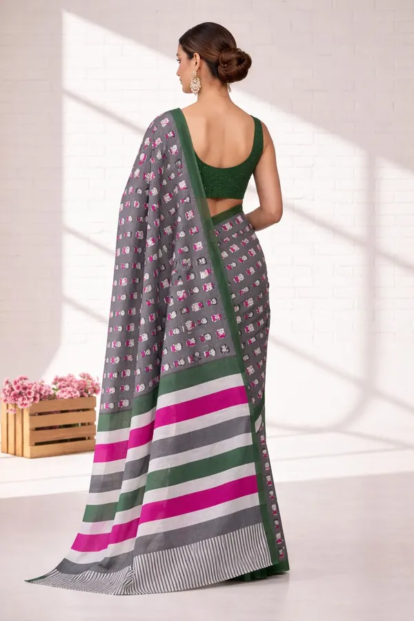 Leelavati_Printed_Ikkat_Pure_Cotton_Saree_Grey