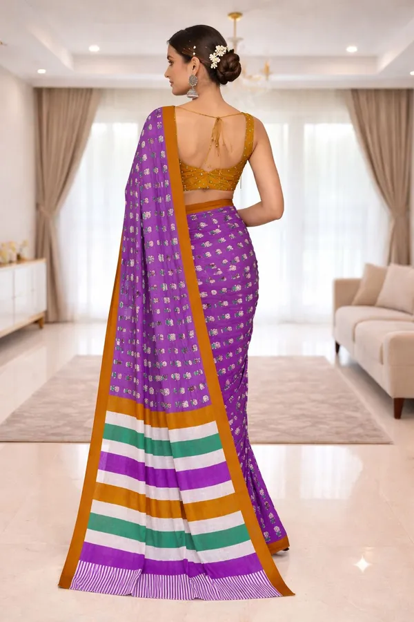 Leelavati_Printed_Ikkat_Pure_Cotton_Saree_Purple