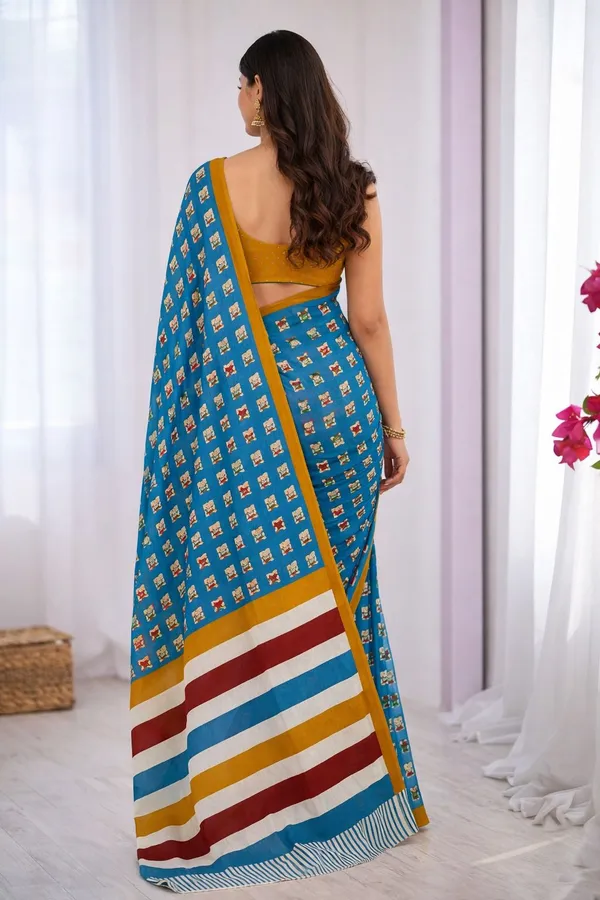 Leelavati_Printed_Ikkat_Pure_Cotton_Saree_Light_Blue
