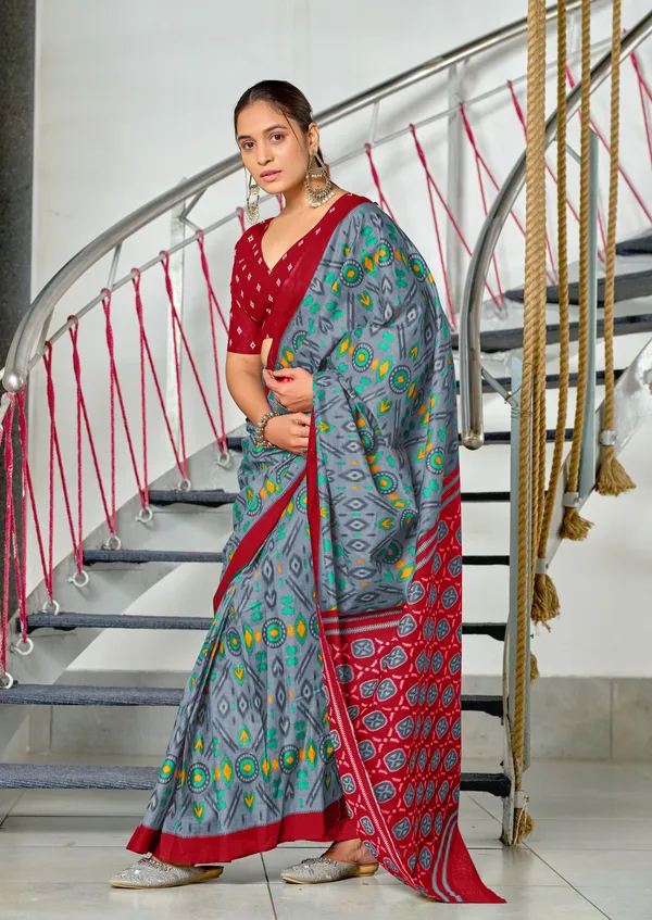 Leelavati_Printed_Ikkat_Pure_Cotton_Saree_Grey