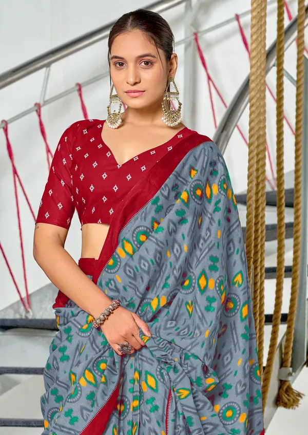 Leelavati_Printed_Ikkat_Pure_Cotton_Saree_Grey