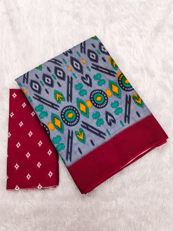 Leelavati_Printed_Ikkat_Pure_Cotton_Saree_Grey
