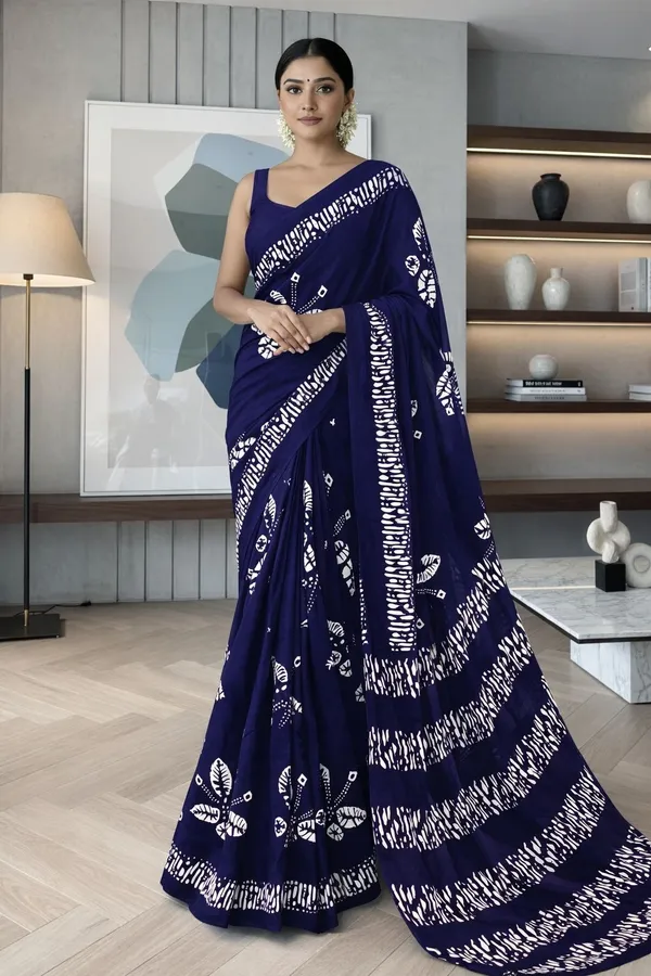 Leelavati_Printed_Ikkat_Pure_Cotton_Saree_Dark_Blue