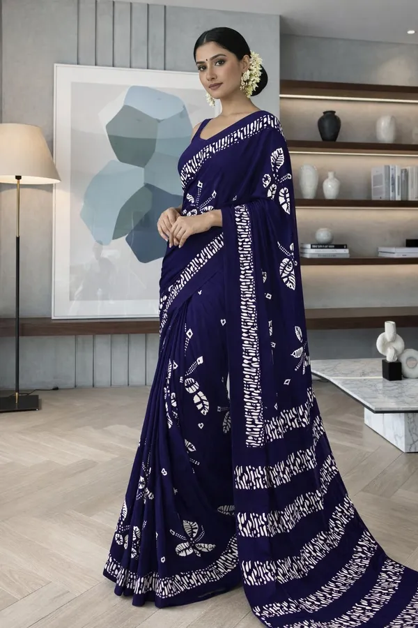 Leelavati_Printed_Ikkat_Pure_Cotton_Saree_Dark_Blue