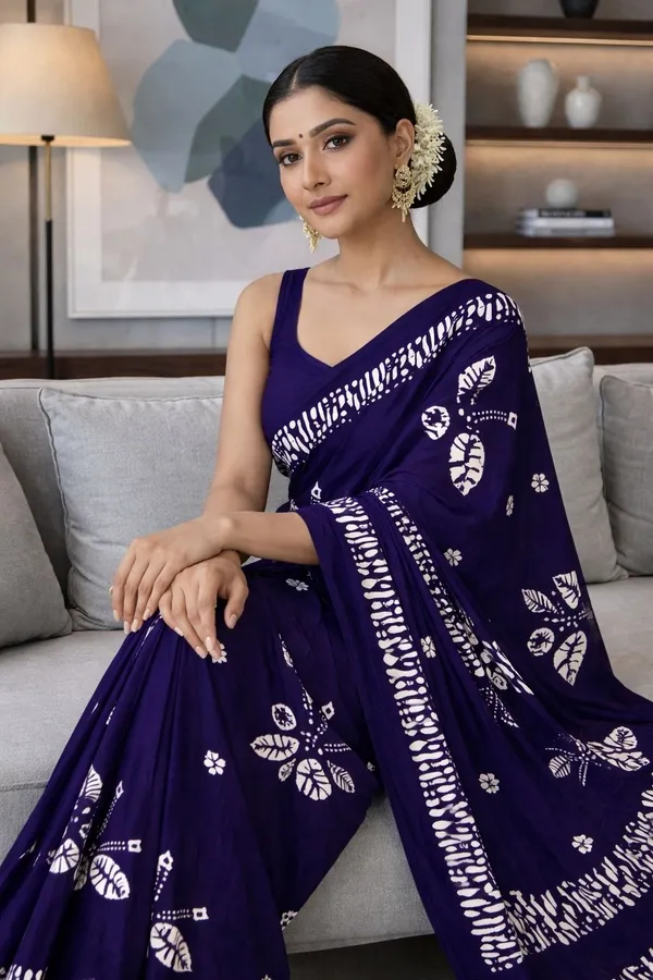 Leelavati_Printed_Ikkat_Pure_Cotton_Saree_Dark_Blue