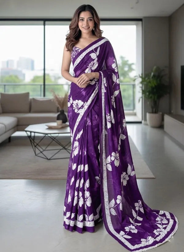 Leelavati_Blocked_Printed_Ikkat_Pure_Cotton_Saree_Purple