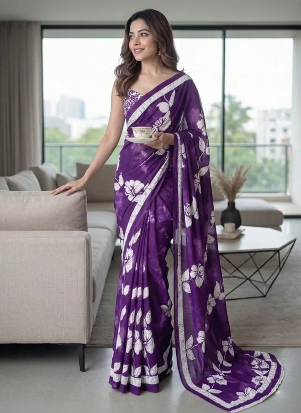 Leelavati_Blocked_Printed_Ikkat_Pure_Cotton_Saree_Purple