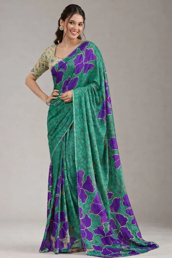 Leelavati_Blocked_Printed_Ikkat_Pure_Cotton_Saree_Blue