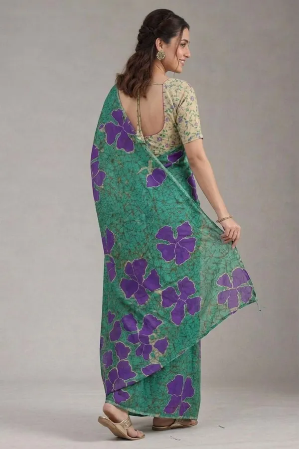 Leelavati_Blocked_Printed_Ikkat_Pure_Cotton_Saree_Blue
