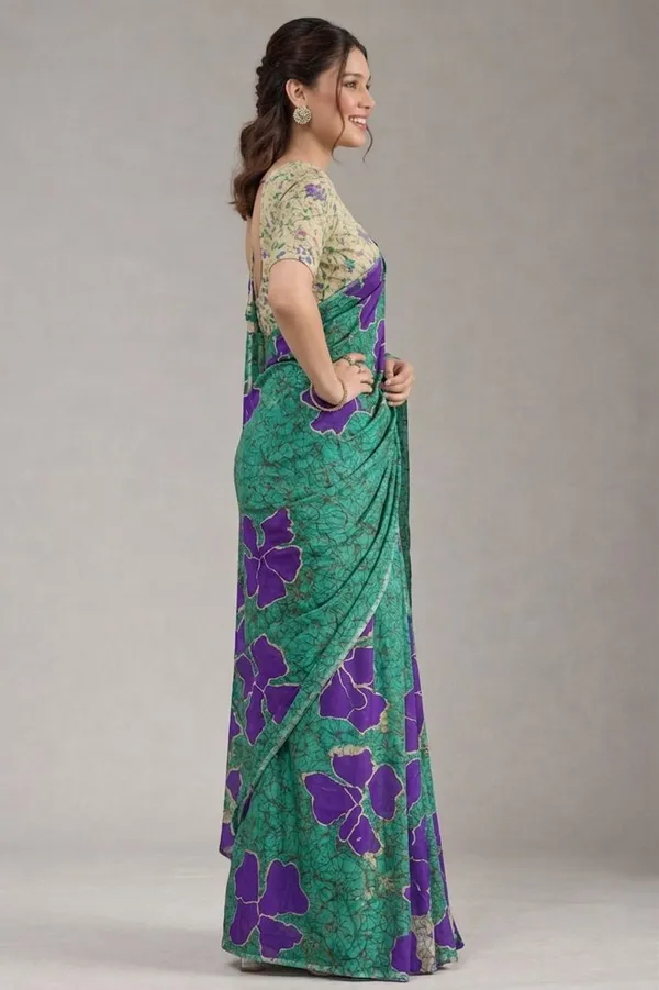 Leelavati_Blocked_Printed_Ikkat_Pure_Cotton_Saree_Blue