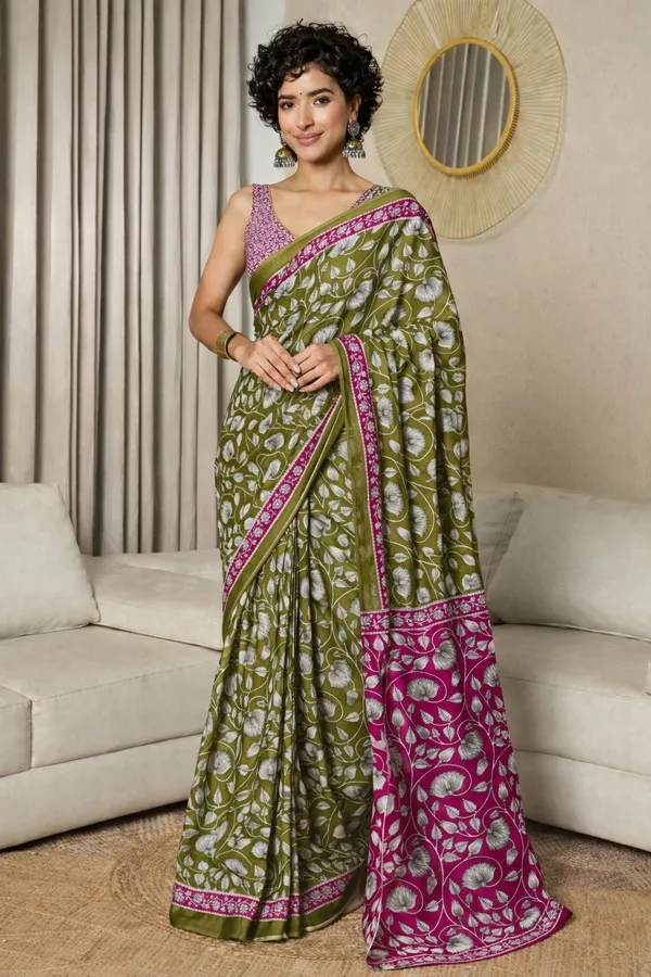 Leelavati_Blocked_Printed_Ikkat_Pure_Cotton_Saree_Light_Green