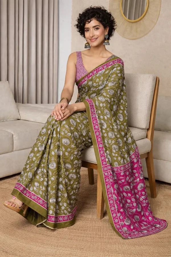 Leelavati_Blocked_Printed_Ikkat_Pure_Cotton_Saree_Light_Green