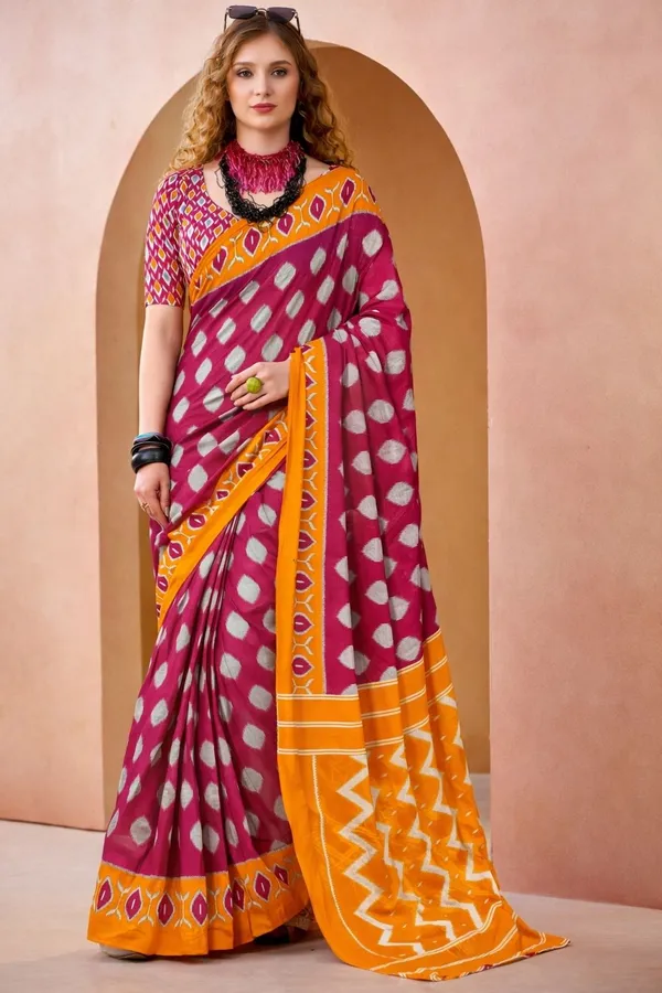 Leelavati_Blocked_Printed_Ikkat_Pure_Cotton_Saree_Pink