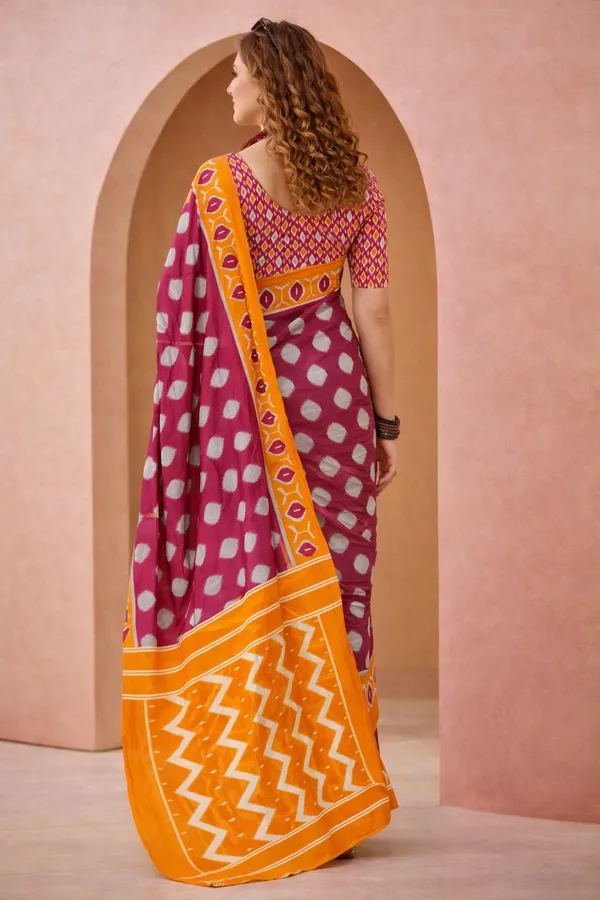 Leelavati_Blocked_Printed_Ikkat_Pure_Cotton_Saree_Pink
