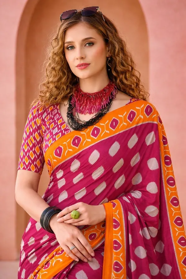 Leelavati_Blocked_Printed_Ikkat_Pure_Cotton_Saree_Pink