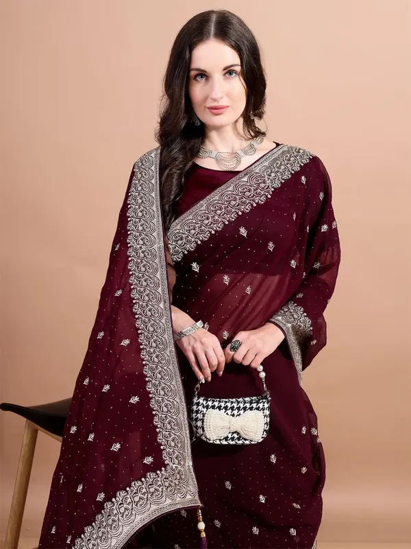 Leelavati_Embroidered_Bollywood_Georgette_Saree_Maroon