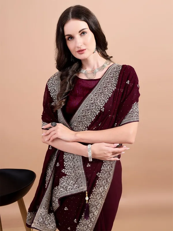 Leelavati_Embroidered_Bollywood_Georgette_Saree_Maroon