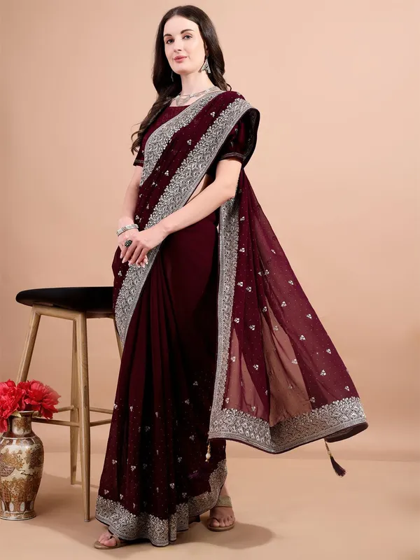Leelavati_Embroidered_Bollywood_Georgette_Saree_Maroon