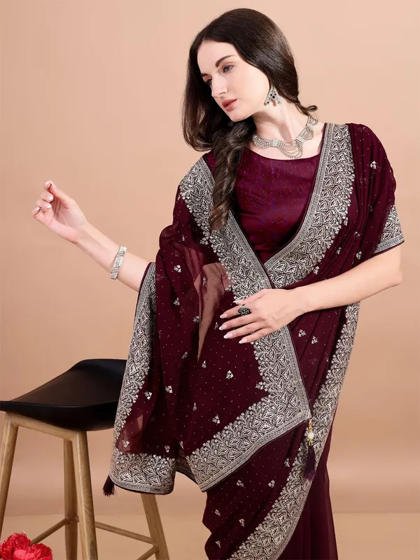 Leelavati_Embroidered_Bollywood_Georgette_Saree_Maroon