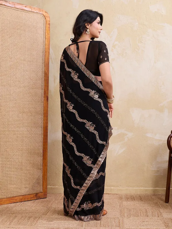 Leelavati_Embellished_Embroidered_Bollywood_Chiffon_Saree_Black