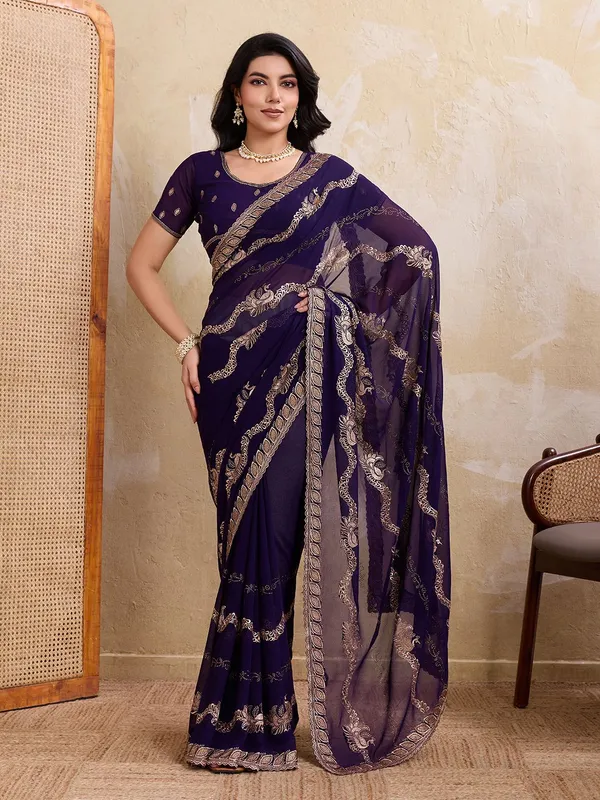 Leelavati_Embellished_Embroidered_Bollywood_Chiffon_Saree_Purple