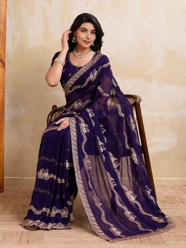 Leelavati_Embellished_Embroidered_Bollywood_Chiffon_Saree_Purple