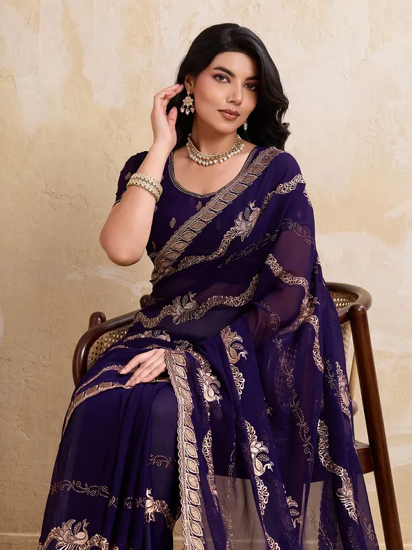 Leelavati_Embellished_Embroidered_Bollywood_Chiffon_Saree_Purple