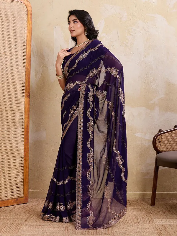 Leelavati_Embellished_Embroidered_Bollywood_Chiffon_Saree_Purple