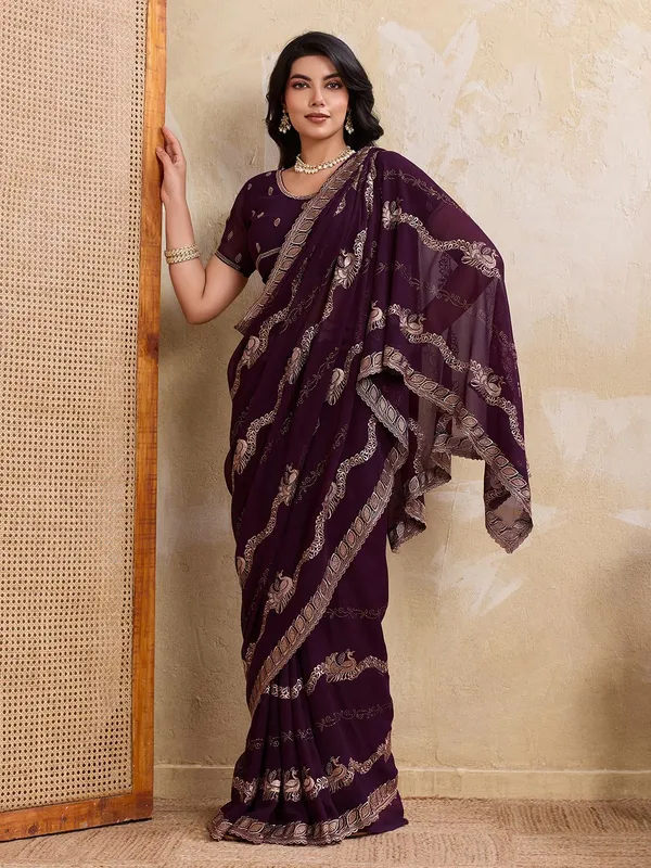 Leelavati_Embellished_Embroidered_Bollywood_Chiffon_Saree_Purple