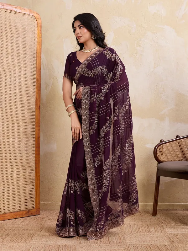 Leelavati_Embellished_Embroidered_Bollywood_Chiffon_Saree_Purple