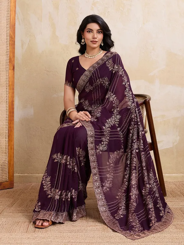 Leelavati_Embellished_Embroidered_Bollywood_Chiffon_Saree_Purple