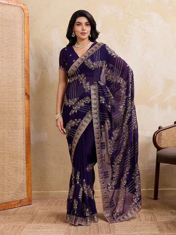 Leelavati_Embellished_Embroidered_Bollywood_Chiffon_Saree_Purple