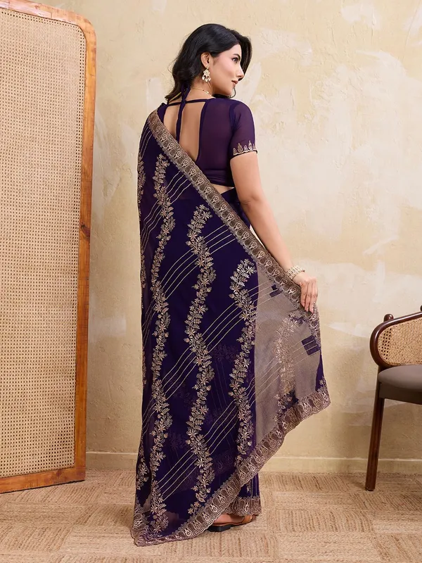 Leelavati_Embellished_Embroidered_Bollywood_Chiffon_Saree_Purple