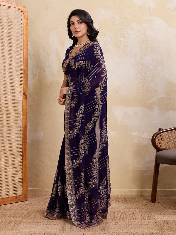 Leelavati_Embellished_Embroidered_Bollywood_Chiffon_Saree_Purple