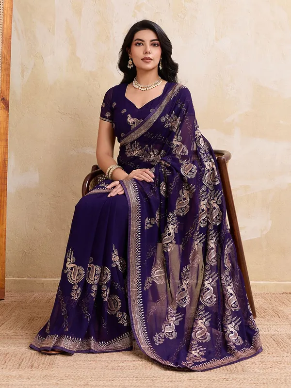 Leelavati_Embellished_Embroidered_Bollywood_Chiffon_Saree_Purple