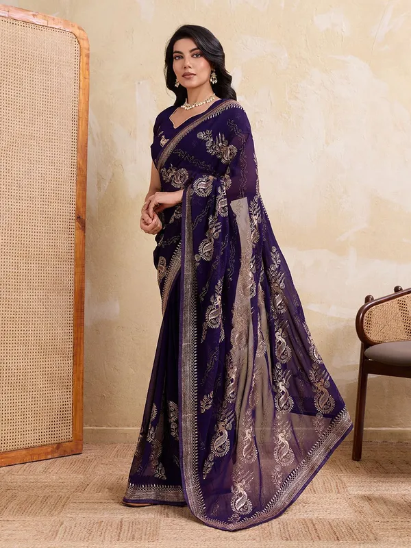 Leelavati_Embellished_Embroidered_Bollywood_Chiffon_Saree_Purple