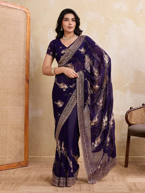 Leelavati_Embellished_Embroidered_Bollywood_Chiffon_Saree_Purple