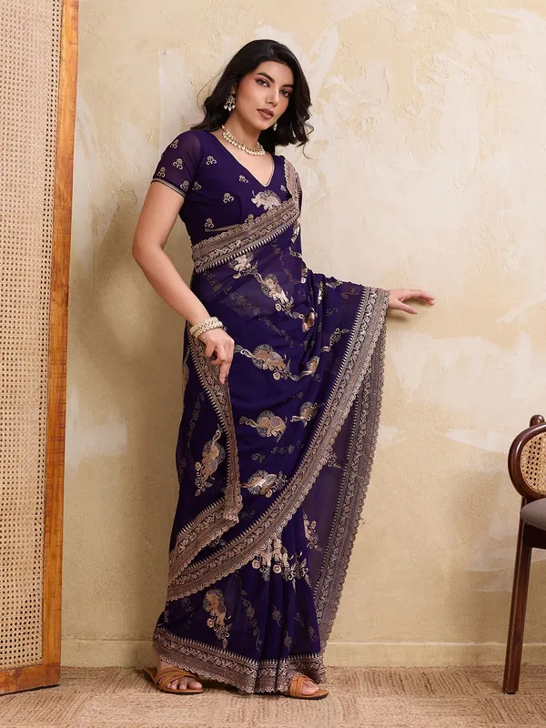 Leelavati_Embellished_Embroidered_Bollywood_Chiffon_Saree_Purple