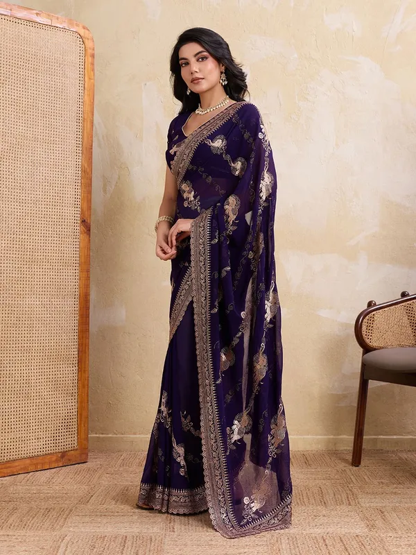 Leelavati_Embellished_Embroidered_Bollywood_Chiffon_Saree_Purple
