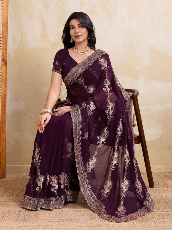 Leelavati_Embellished_Embroidered_Bollywood_Chiffon_Saree_Purple