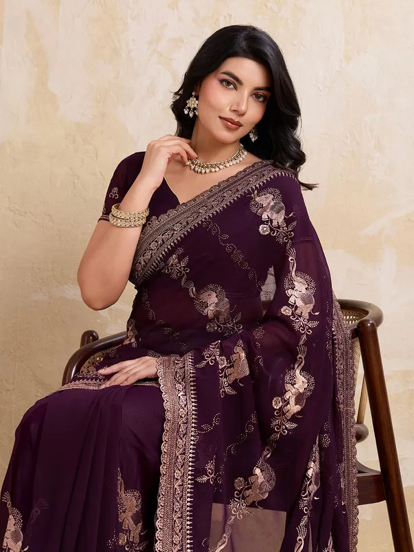 Leelavati_Embellished_Embroidered_Bollywood_Chiffon_Saree_Purple