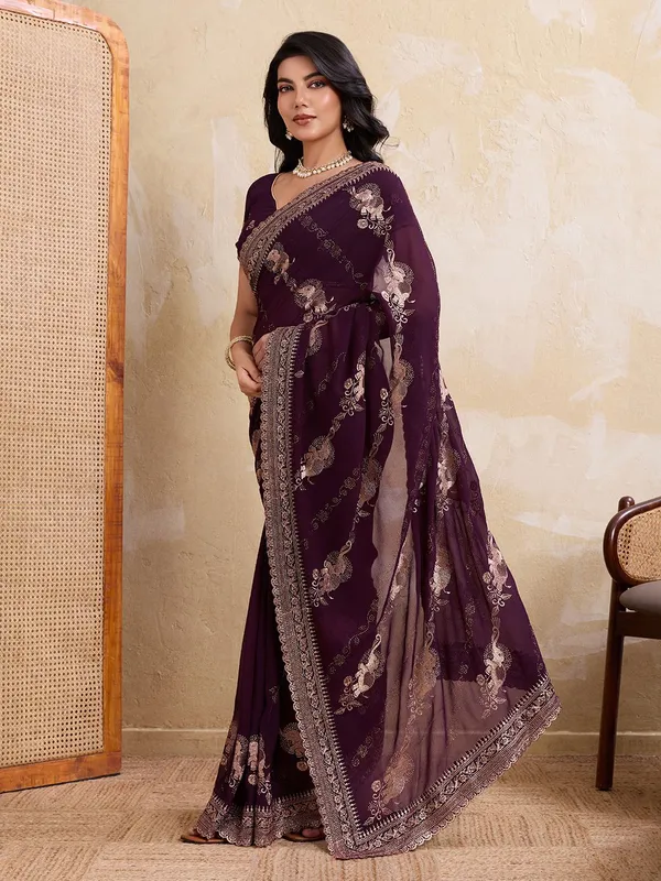 Leelavati_Embellished_Embroidered_Bollywood_Chiffon_Saree_Purple