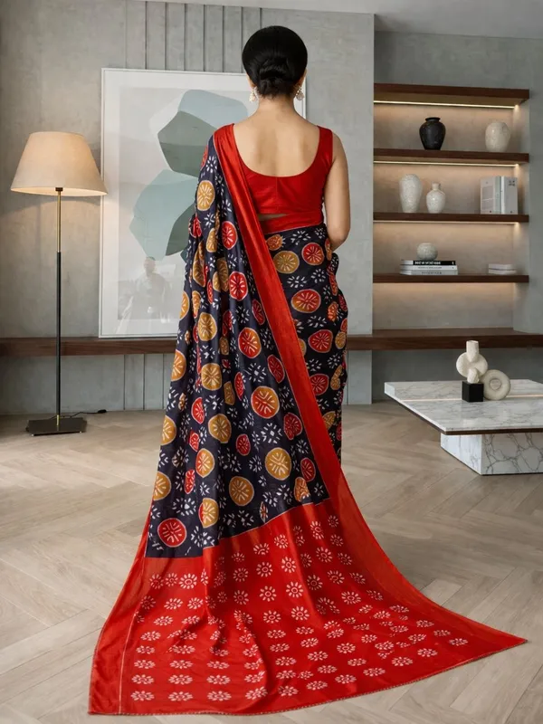 Leelavati_Printed_Floral_Print_Geometric_Print_Blocked_Printed_Ikkat_Pure_Cotton_Saree_Multicolor