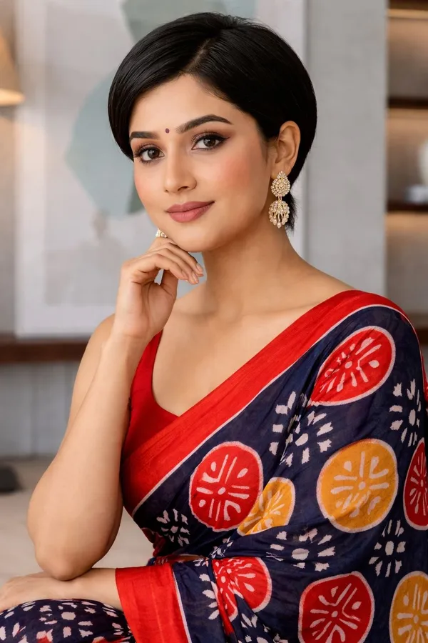 Leelavati_Printed_Floral_Print_Geometric_Print_Blocked_Printed_Ikkat_Pure_Cotton_Saree_Multicolor