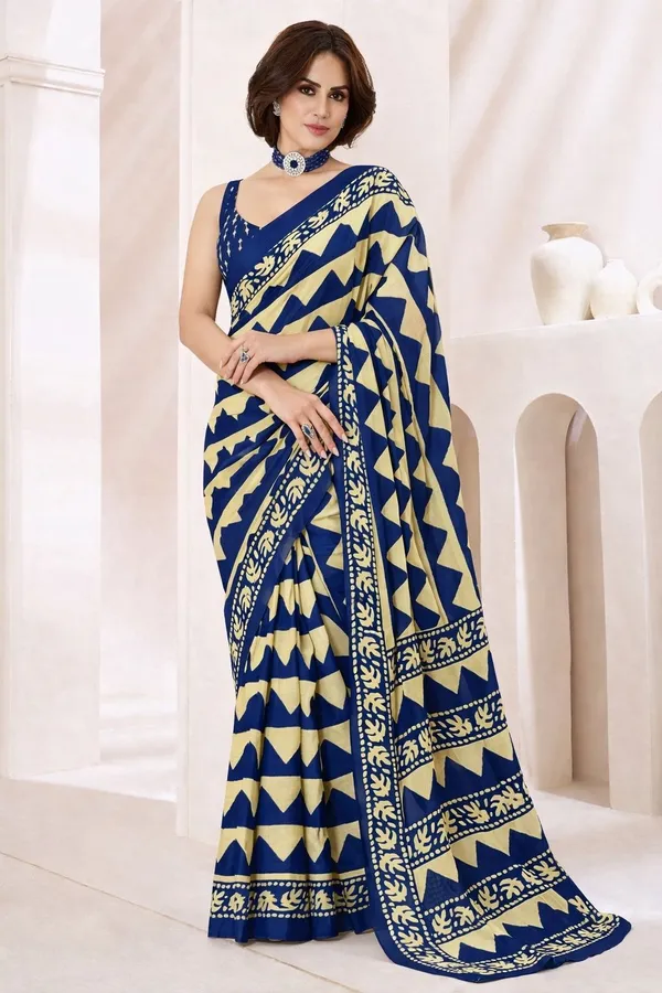 Leelavati_Printed_Ikkat_Pure_Cotton_Saree_Blue