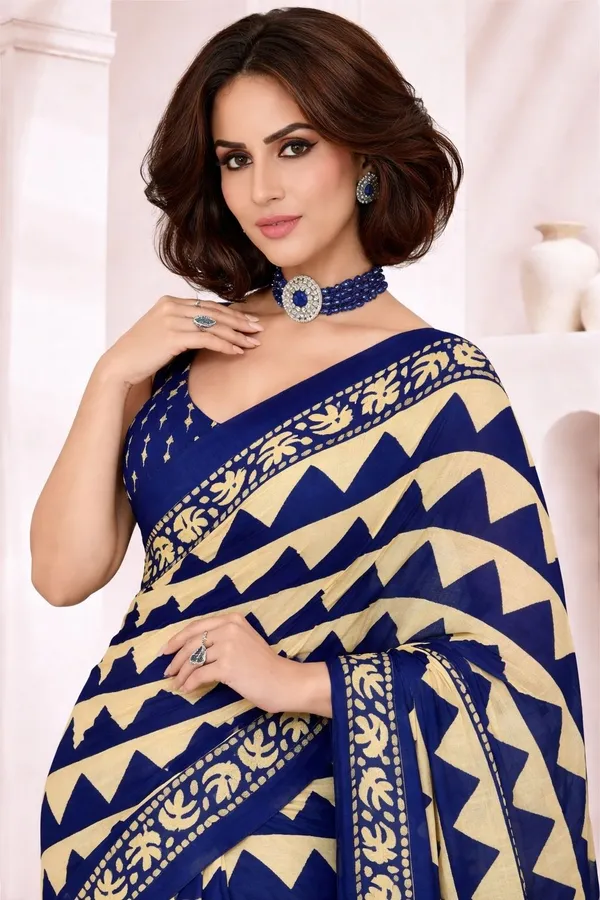 Leelavati_Printed_Ikkat_Pure_Cotton_Saree_Blue