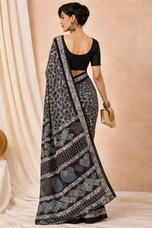 Leelavati_Printed_Ikkat_Pure_Cotton_Saree_Black